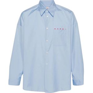 Marni, Overhemden, Heren, Blauw, XL, Katoen, Casual Heren Overhemd met Lange Mouwen