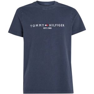 Tommy Hilfiger, Tops, Heren, Blauw, S, Stijlvolle Garment Dye T-Shirt