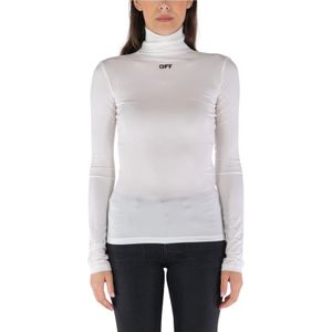 Off White, Tops, Dames, Wit, L, Stijlvol Logo Print Sweater