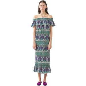 Antik Batik, Kleedjes, Dames, Blauw, XS, Katoen, Maxi jurk Tala