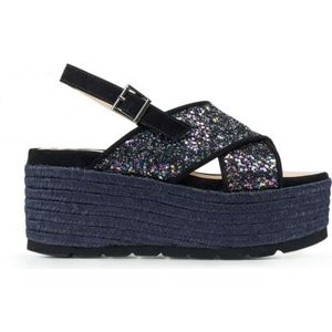 Espadrilles, Glitter Instappers Blauw, Dames, Maat:40 EU