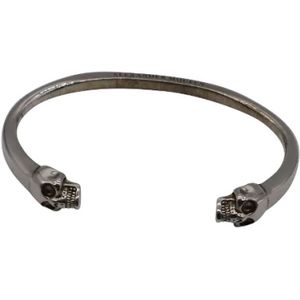 Alexander McQueen Pre-owned, Pre-owned, Dames, Grijs, ONE Size, Tweed, Pre-owned Silver bracelets
