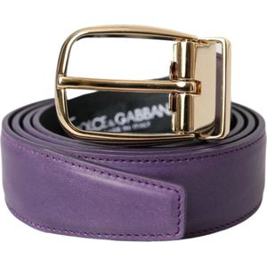 Dolce & Gabbana, Accessoires, Heren, Paars, ONE Size, Leer, Paarse Leren Riem Gouden Gesp Mannen