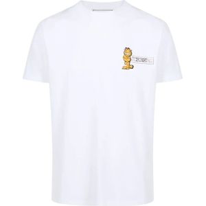 Iceberg, Tops, Heren, Wit, 4Xl, Slim-fit wit T-shirt in stretch jersey met Garfield-print en logo