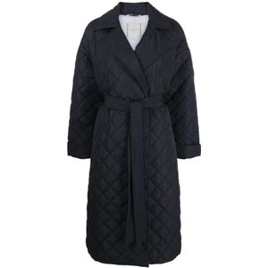 Tommy Hilfiger, Blauwe Gewatteerde Trenchcoat Blauw, Dames, Maat:S/M