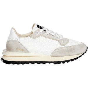 Hidnander, Schoenen, Dames, Wit, 39 EU, Suède, Witte Suède en Pailletten Sneakers - Maat 36