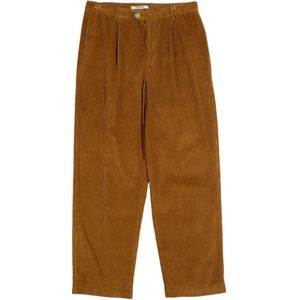 Kestin, Onregelmatige Corduroy Geplooide Broek Bruin, Heren, Maat:S