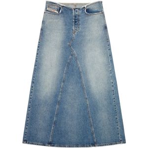 Diesel, Long skirt in comfort denim Blauw, Dames, Maat:W25