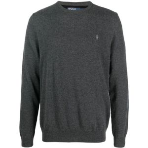 Polo Ralph Lauren, Truien, Heren, Grijs, L, Wol, Wollen Trui met Polo Pony Motief