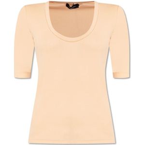 Fabiana Filippi, Tops, Dames, Beige, S, Katoen, T-shirt met sprankelende details