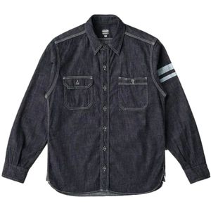 Momotaro Jeans, Overhemden, Heren, Blauw, L, Katoen, Shirts