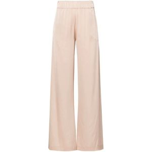 D.Exterior, Broeken, Dames, Beige, XS, Satijn, Beige Wijde Satijnen Broek