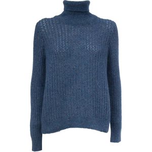 Gran Sasso, Slim Fit Coltrui Blauw, Dames, Maat:M