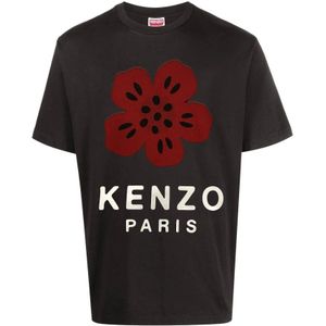 Kenzo, Tops, Heren, Zwart, L, Katoen, Katoen Logo Patch T-shirt