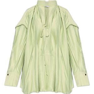 Salvatore Ferragamo, Blouses & Shirts, Dames, Groen, S, Satijn, Oversized top