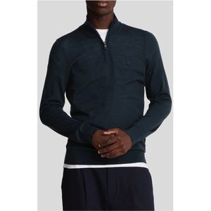 Lyle & Scott, Truien, Heren, Blauw, XL, Wol, Blauwe Merino Quarter Zip Sweater