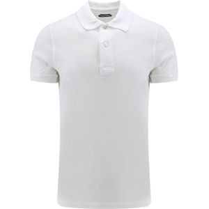 Tom Ford, Tops, Heren, Wit, 2Xl, Katoen, Wit T-shirt Polo Logo Borduurwerk