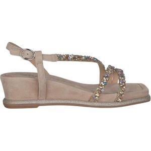 Alma EN Pena, Schoenen, Dames, Bruin, 39 EU, Leer, Rhinestone Sleehak Sandalen