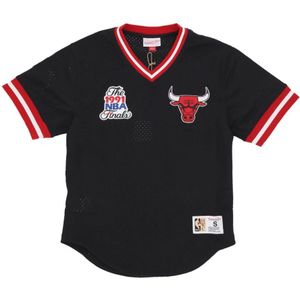 Mitchell & Ness, NBA Vintage Logo V-Neck Shirt Zwart, Heren, Maat:S