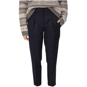 Brunello Cucinelli, Gestreepte Fantasie Blauwe Broek Zwart, Dames, Maat:S