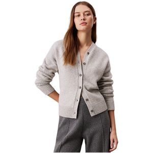 Calvin Klein, Truien, Dames, Grijs, L, Hoge V-hals Cashmere Blend Vest