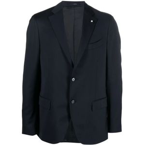 Lardini, Blauwe Single-Breasted Jas Blauw, Heren, Maat:M