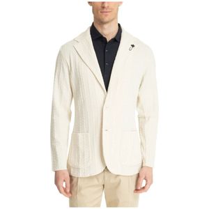 Lardini, Blazer met Knoopsluiting en Logo Zakken Beige, Heren, Maat:S