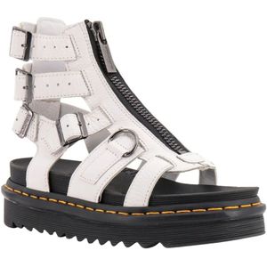 Dr. Martens, Schoenen, Dames, Wit, 37 EU, Leer, Witte Leren Platte Sandalen voor Dames