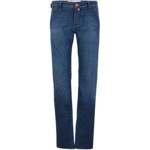 Jacob Cohën, Jeans, Heren, Blauw, W34, Katoen, Blauwe Slim Fit Jeans Upgrade