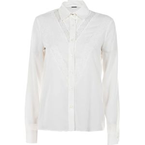 Liu Jo, Blouses & Shirts, Dames, Wit, L, Polyester, Witte Zomerblouse met Kantinzetten