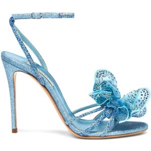 Casadei, Schoenen, Dames, Blauw, 42 EU, Hemelsblauwe Glitter Sandaal met Orchidee Detail
