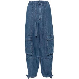 Isabel Marant Étoile, Jeans, Dames, Blauw, 2Xs, Denim, Blauwe Denim Broek met Trekkoord in de Taille