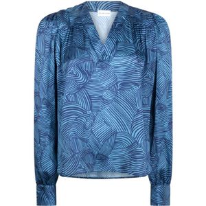 Jane Lushka, Blouses & Shirts, Dames, Blauw, L, Polyester, Stijlvolle Liza Blouse | Blauw