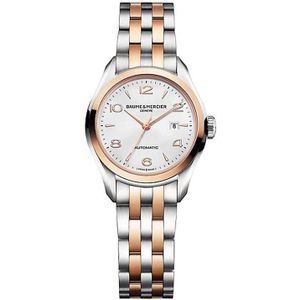 Baume et Mercier, Bicolor Clifton Automatisch Ronde Horloge Wit, Dames, Maat:ONE Size