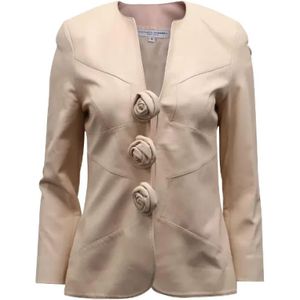 Carolina Herrera Pre-owned, Pre-owned, Dames, Roze, 38 EU, Leer, Pre-owned Leather outerwear