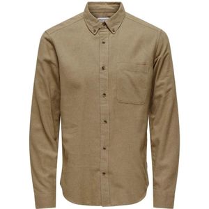 Only & Sons, Overhemden, Heren, Groen, M, Slim Solid Shirt Chinchilla Groen