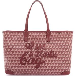 Anya Hindmarch, Tassen, Dames, Roze, ONE Size, Katoen, Tote Tas met Ritssluiting Motief