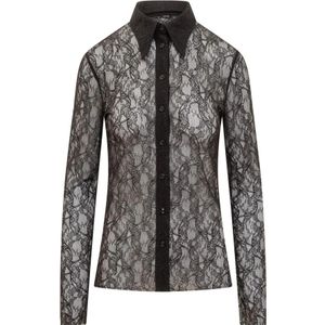 Philosophy di Lorenzo Serafini, Blouses & Shirts, Dames, Zwart, L, Zwarte kanten shirt voor moderne vrouwen