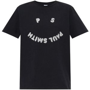 PS By Paul Smith, Tops, Dames, Zwart, M, Katoen, Organisch Katoenen Logo T-Shirt