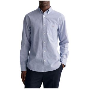 Gant, Overhemden, Heren, Blauw, XL, Poplin Bankier Overhemd