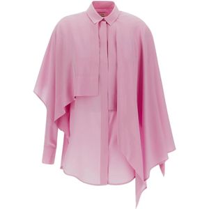 Quira, Roze zijden blouse Roze, Dames, Maat:S