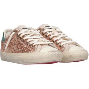 Hidnander, Schoenen, Dames, Geel, 40 EU, Pailletten, Starless Low Sequined Leren Sneakers