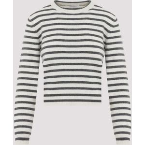 Brunello Cucinelli, Truien, Dames, Veelkleurig, M, Wol, Panama Gestreepte Crew Neck Paillet Top