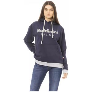 Baldinini, Sweatshirts & Hoodies, Dames, Blauw, S, Katoen, Blauwe Katoenen Hoodie met Voorlogo