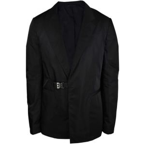 Givenchy, Zwarte nylon jas met metalen gespsluiting Zwart, Heren, Maat:L