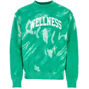 Sporty & Rich, Sweatshirts & Hoodies, Heren, Groen, XS, Katoen, Groene katoenen sweatshirt, Moderne stijl