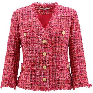 Tagliatore, Roze Blazer V-hals Gouden Knopen Italië Veelkleurig, Dames, Maat:L