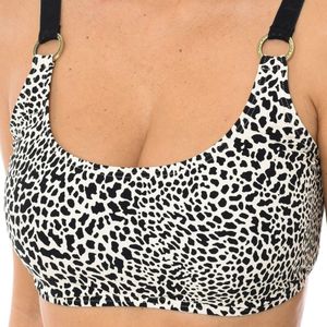 Michael Kors, Badkleding, Dames, Wit, L, Polyester, Animal Print Bikini Top met U-hals