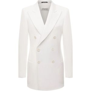 Maison Margiela, Witte Katoenen Blazer voor Dames Wit, Dames, Maat:S