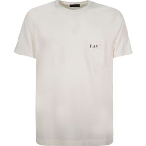 Fay, Tops, Heren, Wit, M, Katoen, T-Shirts